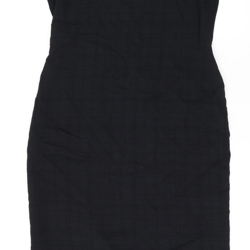 Wallis Womens Black Polyester Bodycon Size 14 Round Neck Zip