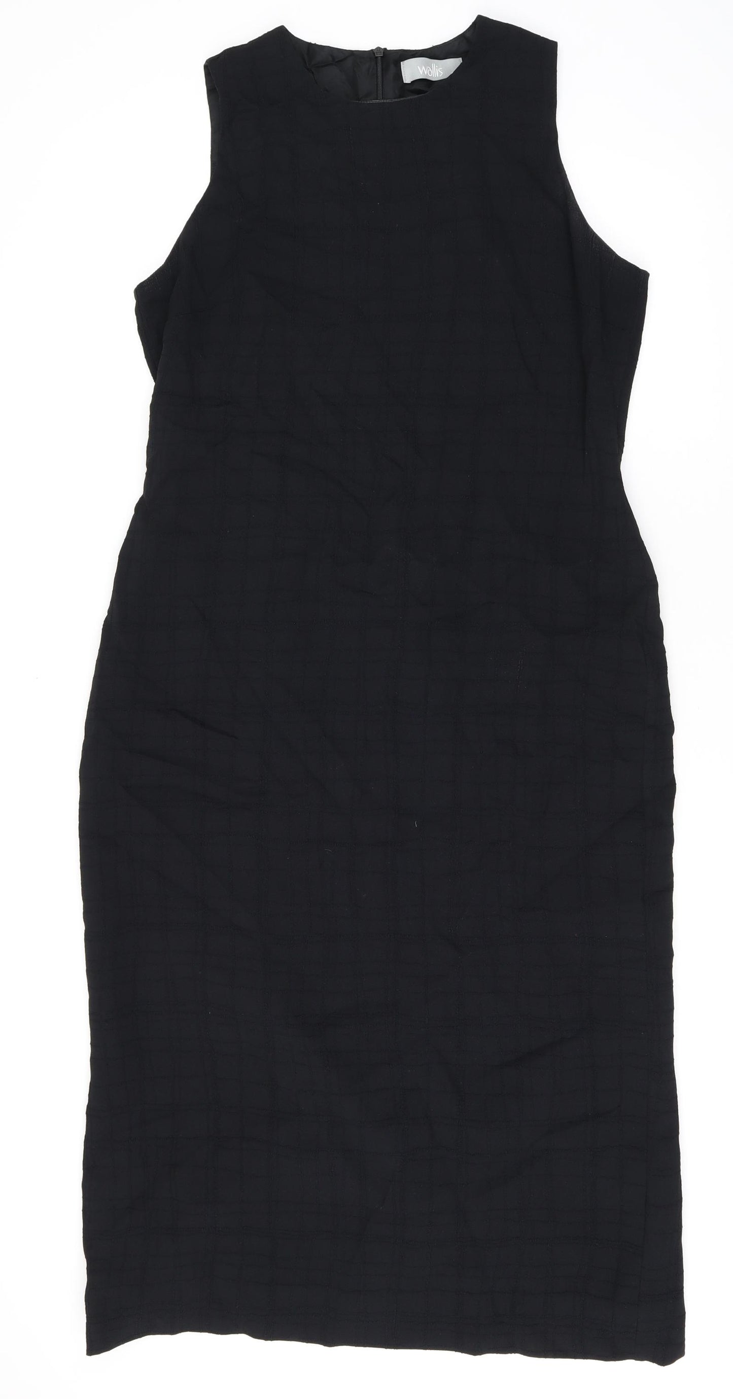 Wallis Womens Black Polyester Bodycon Size 14 Round Neck Zip