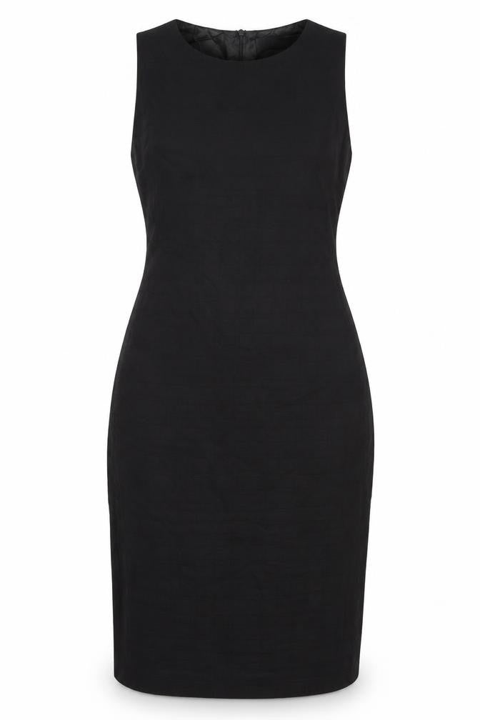 Front view of Wallis women’s black polyester bodycon, size UK 14, round neck zip