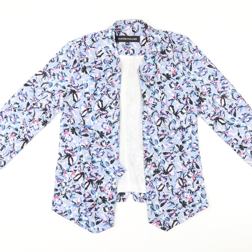 Warehouse Womens Blue Floral Jacket Size 8