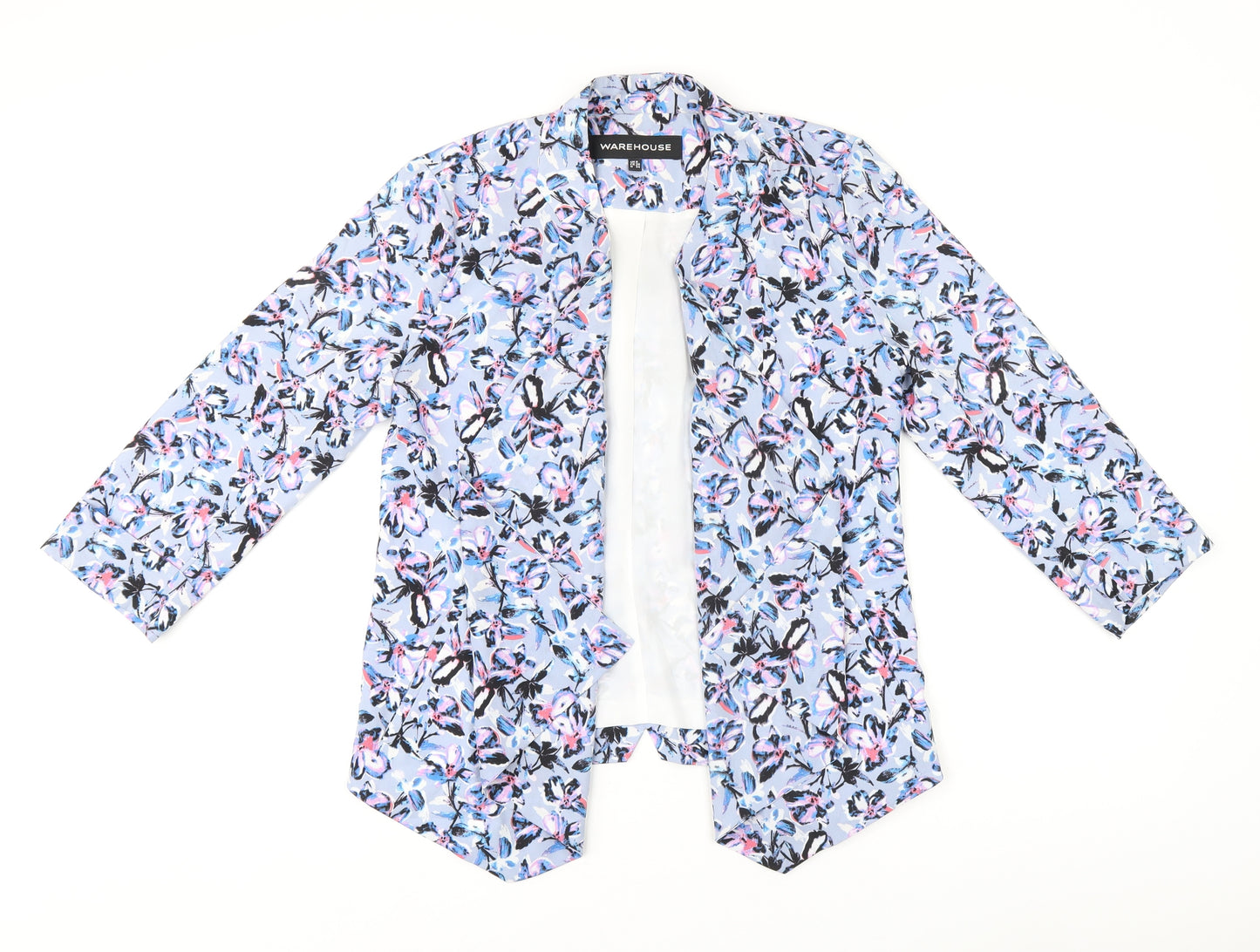 Warehouse Womens Blue Floral Jacket Size 8