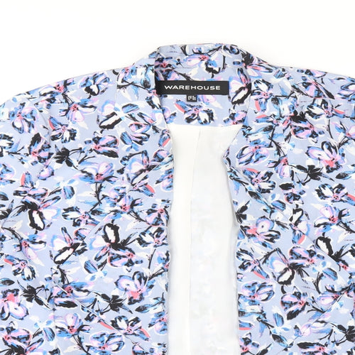 Warehouse Womens Blue Floral Jacket Size 8