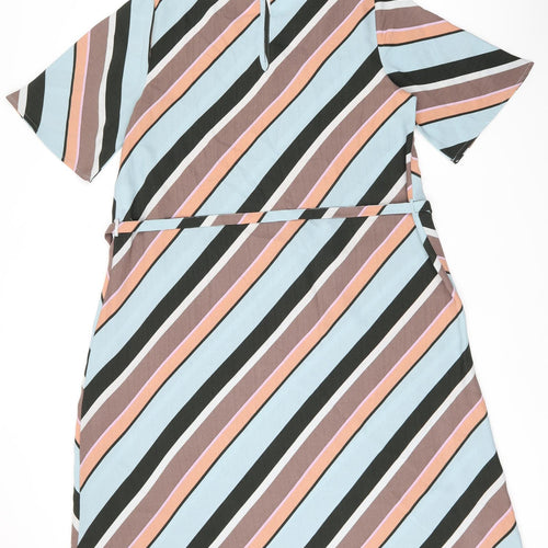 Jaqueline De Yong Womens Multicoloured Striped Polyester A-Line Size 12 Round Neck Pullover