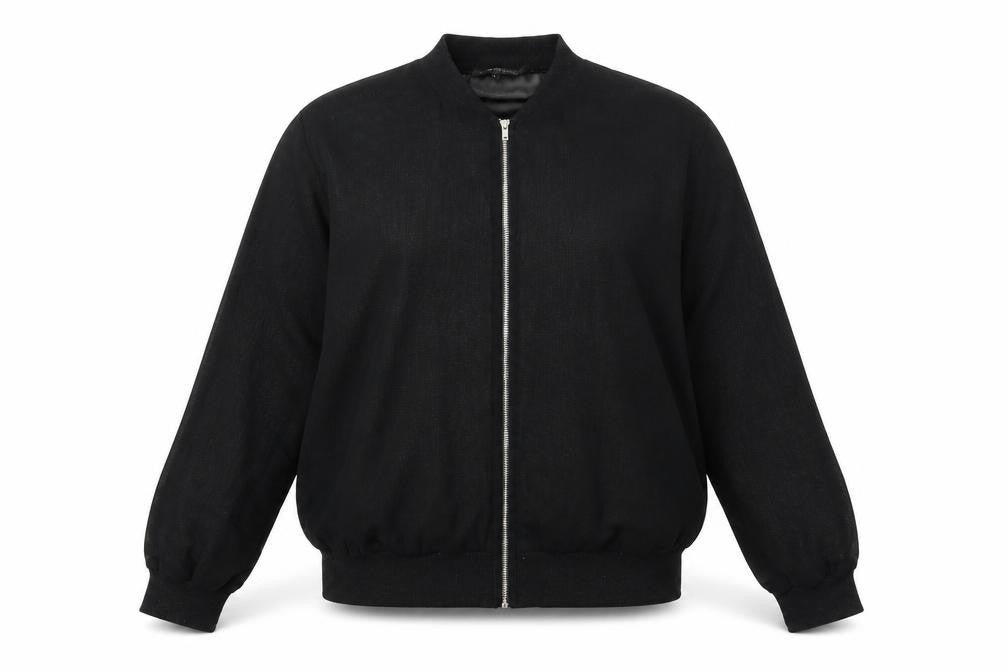 Front view of Cameo Rose women’s black jacket, size UK 12, zip