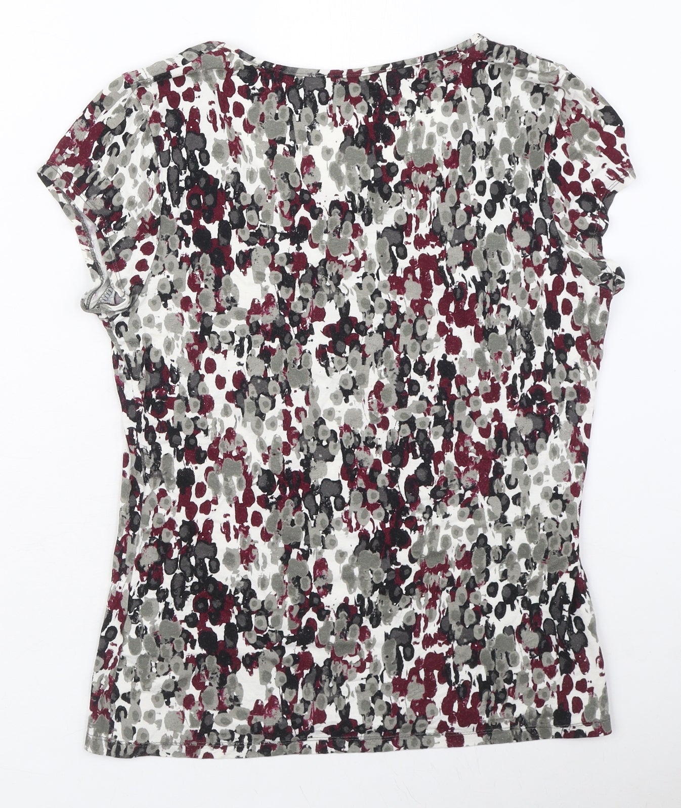 Marks and Spencer Womens Multicoloured Geometric Viscose Basic T-Shirt Size 10 Round Neck