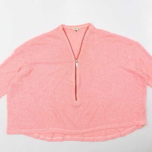 River Island Womens Pink Viscose Basic Blouse Size 12 V-Neck - Oversized