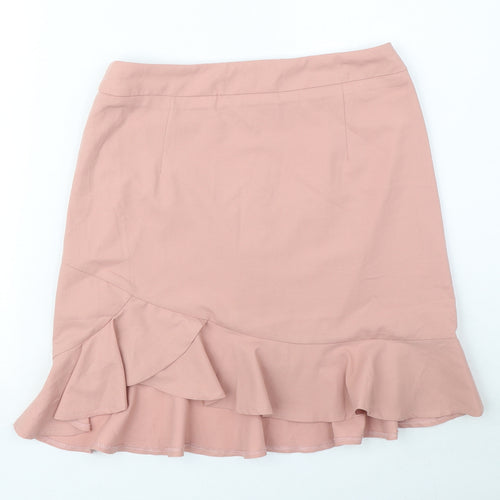 FOREVER 21 Womens Pink Polyester Mini Skirt Size M Zip - Frill Hem