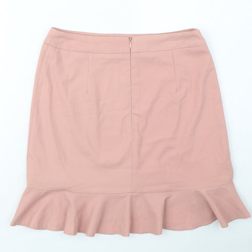 FOREVER 21 Womens Pink Polyester Mini Skirt Size M Zip - Frill Hem