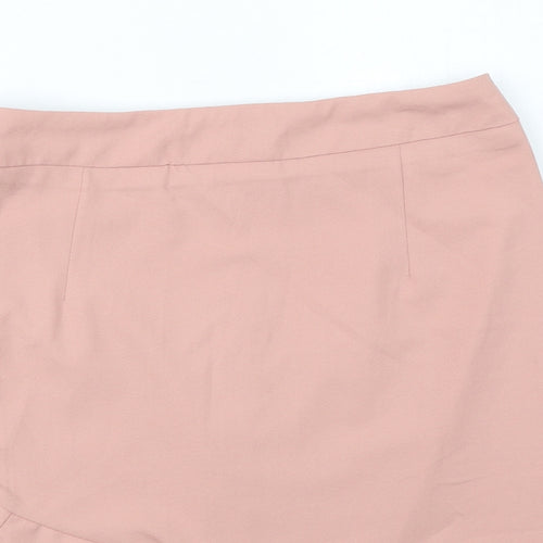 FOREVER 21 Womens Pink Polyester Mini Skirt Size M Zip - Frill Hem