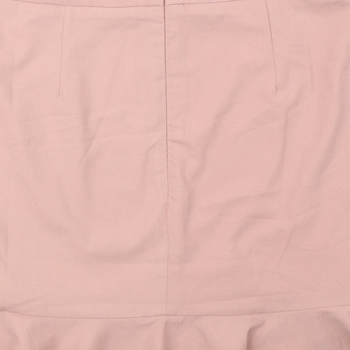 FOREVER 21 Womens Pink Polyester Mini Skirt Size M Zip - Frill Hem