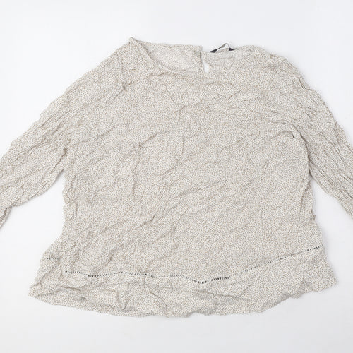 Marks and Spencer Womens Beige Animal Print Viscose Basic Blouse Size 16 Round Neck - Leopard print