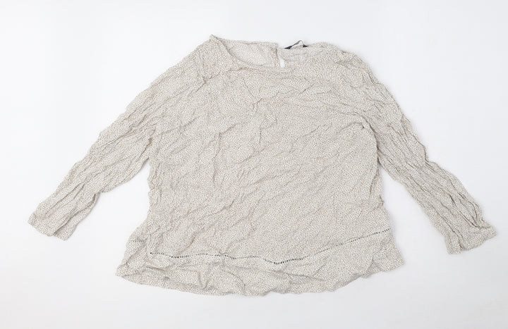 Marks and Spencer Womens Beige Animal Print Viscose Basic Blouse Size 16 Round Neck - Leopard print