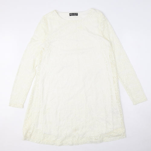 Select Womens White Polyamide A-Line Size 12 Round Neck Pullover