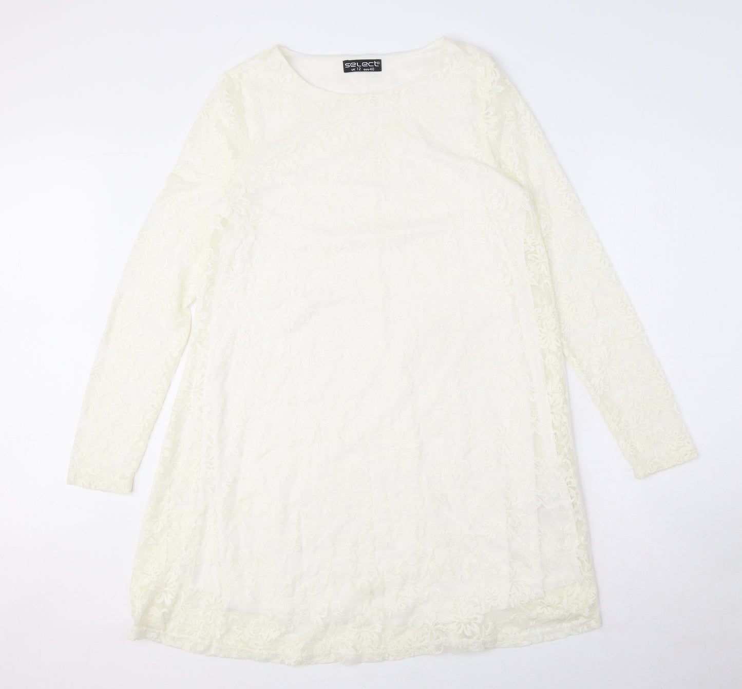 Select Womens White Polyamide A-Line Size 12 Round Neck Pullover