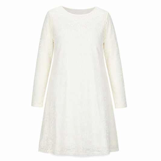 Front view of Select women’s white polyamide a-line, size UK 12, round neck pullover