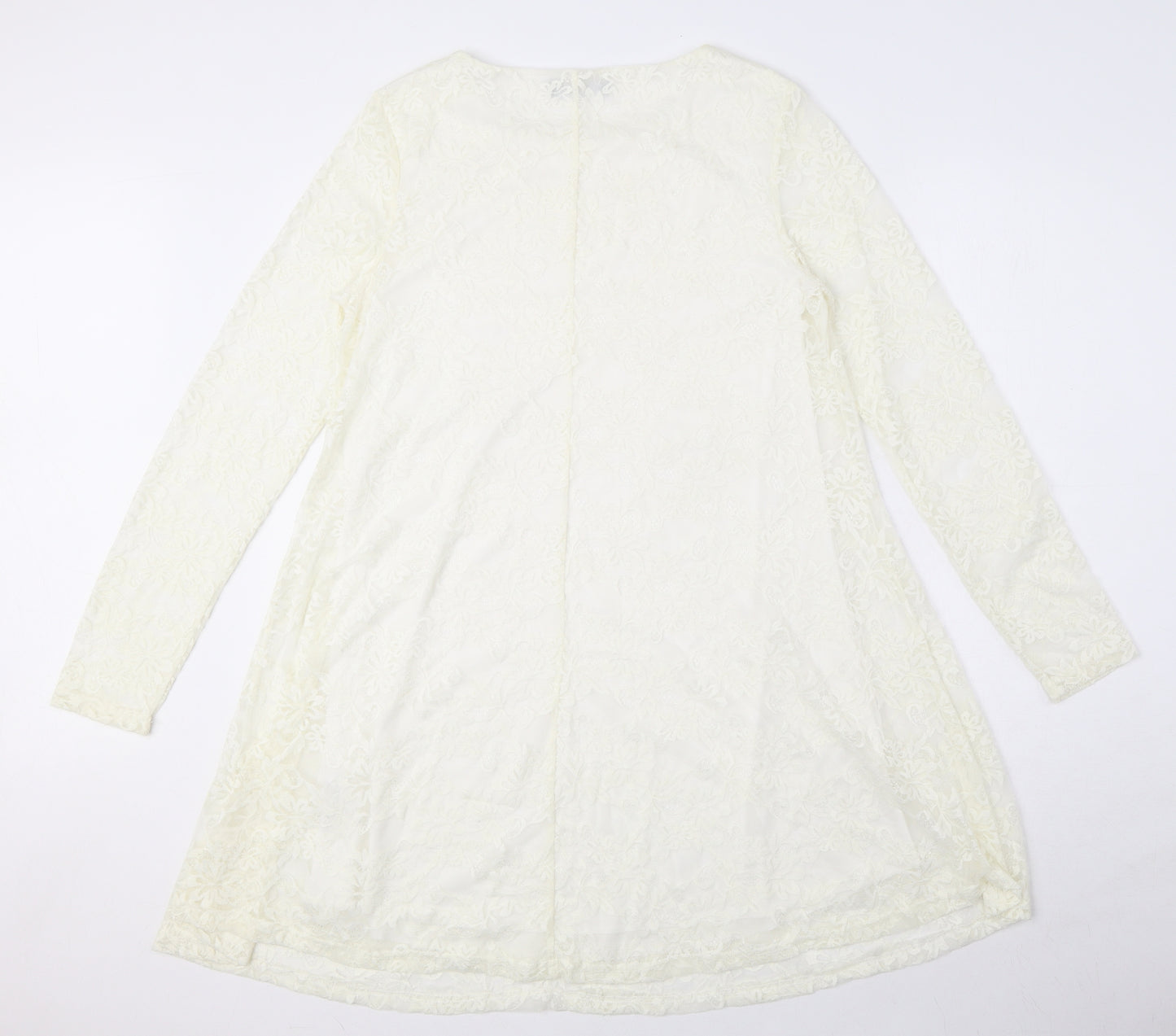 Select Womens White Polyamide A-Line Size 12 Round Neck Pullover
