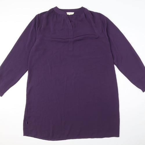 Jasminah Womens Purple Polyester T-Shirt Dress Size S V-Neck Pullover - Size S-M