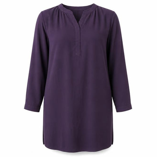 Jasminah Womens Purple Polyester T-Shirt Dress Size S V-Neck Pullover - Size S-M