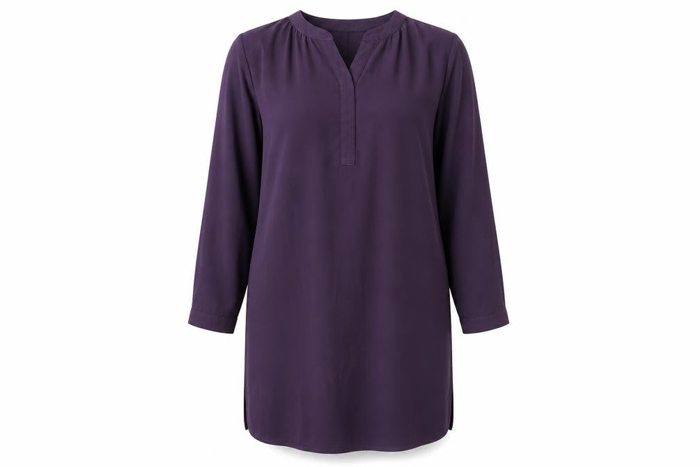 Jasminah Womens Purple Polyester T-Shirt Dress Size S V-Neck Pullover - Size S-M