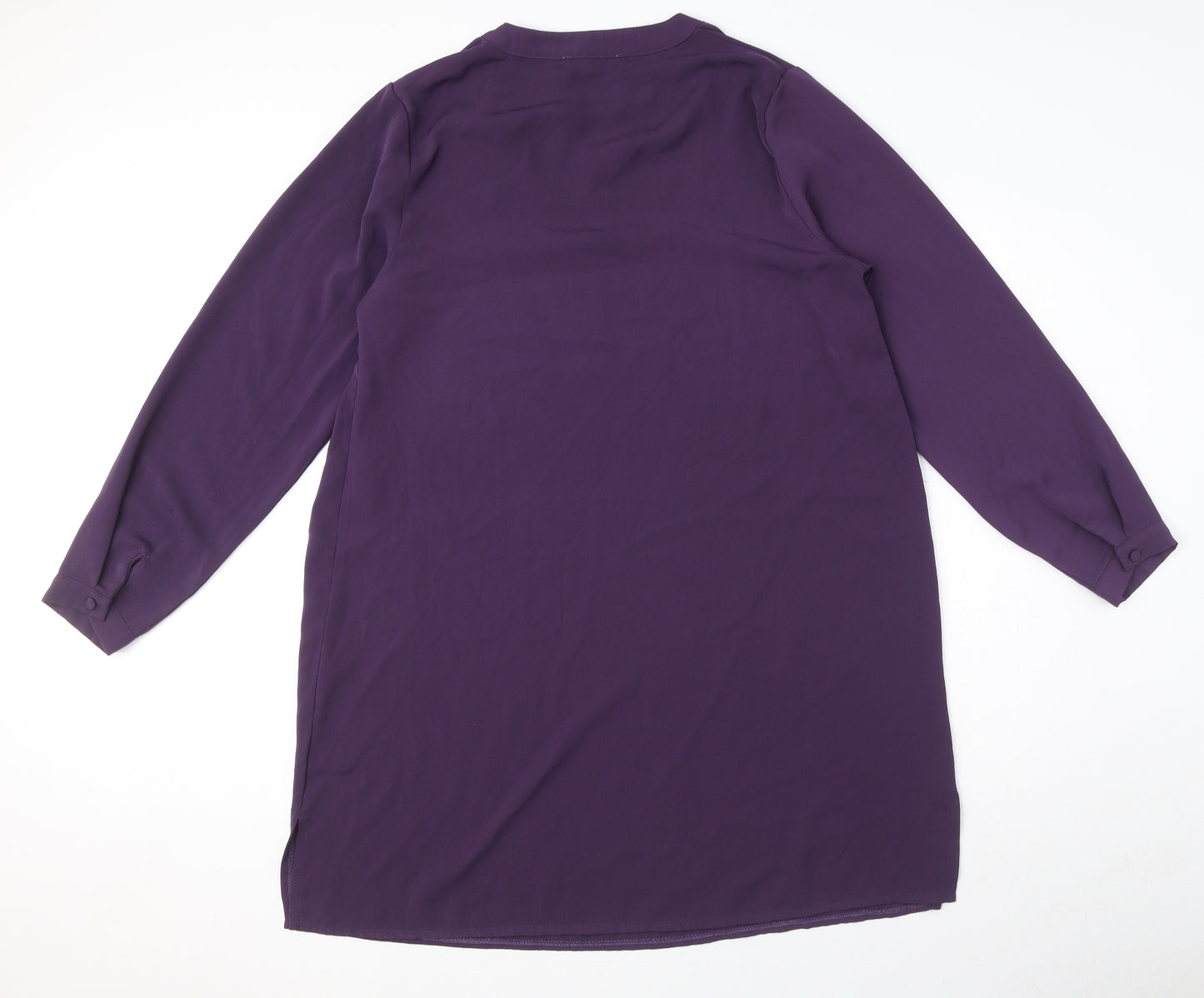 Jasminah Womens Purple Polyester T-Shirt Dress Size S V-Neck Pullover - Size S-M