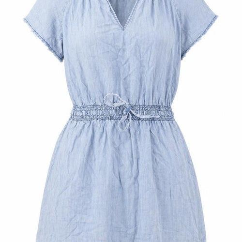 Velvet Heart Womens Blue Lyocell A-Line Size L V-Neck Pullover - Distressed Hem