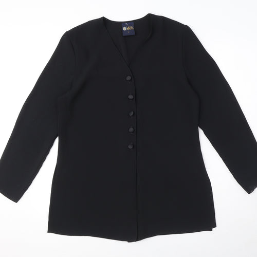 Your Sixth Sense Womens Black Polyester Basic Button-Up Size 12 V-Neck