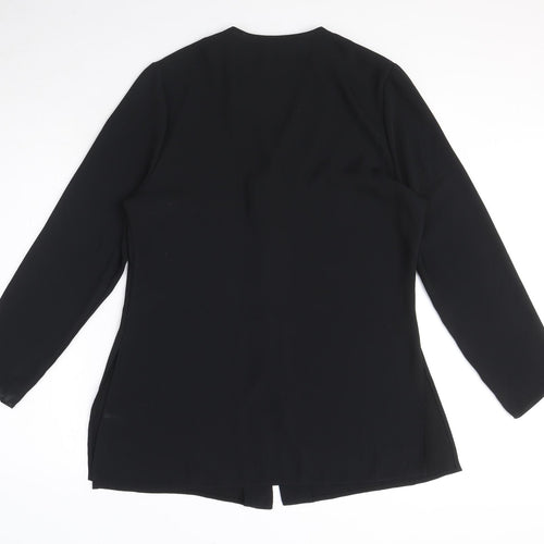 Your Sixth Sense Womens Black Polyester Basic Button-Up Size 12 V-Neck