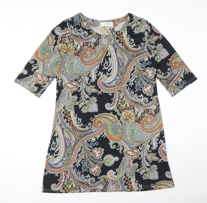 Vciuimi Womens Multicoloured Paisley Polyester T-Shirt Dress Size M Round Neck Pullover