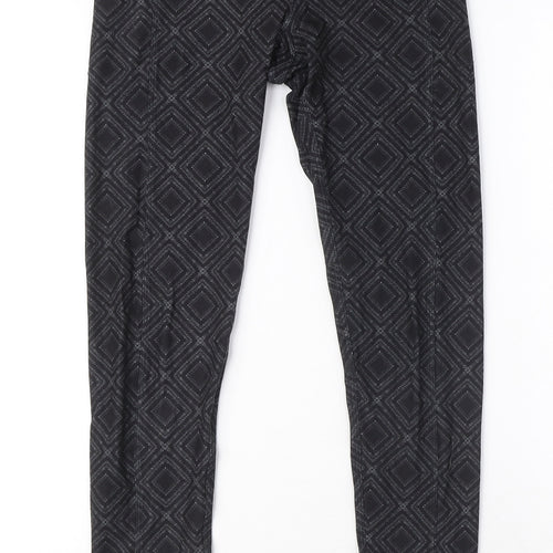 WOLVEN Womens Black Geometric Polyester Carrot Leggings Size S L29 in - Pockets
