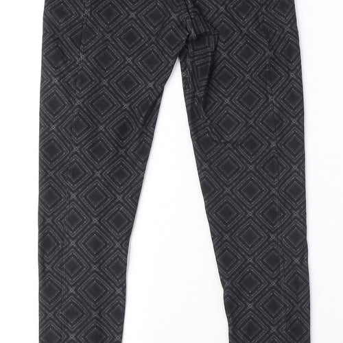 WOLVEN Womens Black Geometric Polyester Carrot Leggings Size S L29 in - Pockets