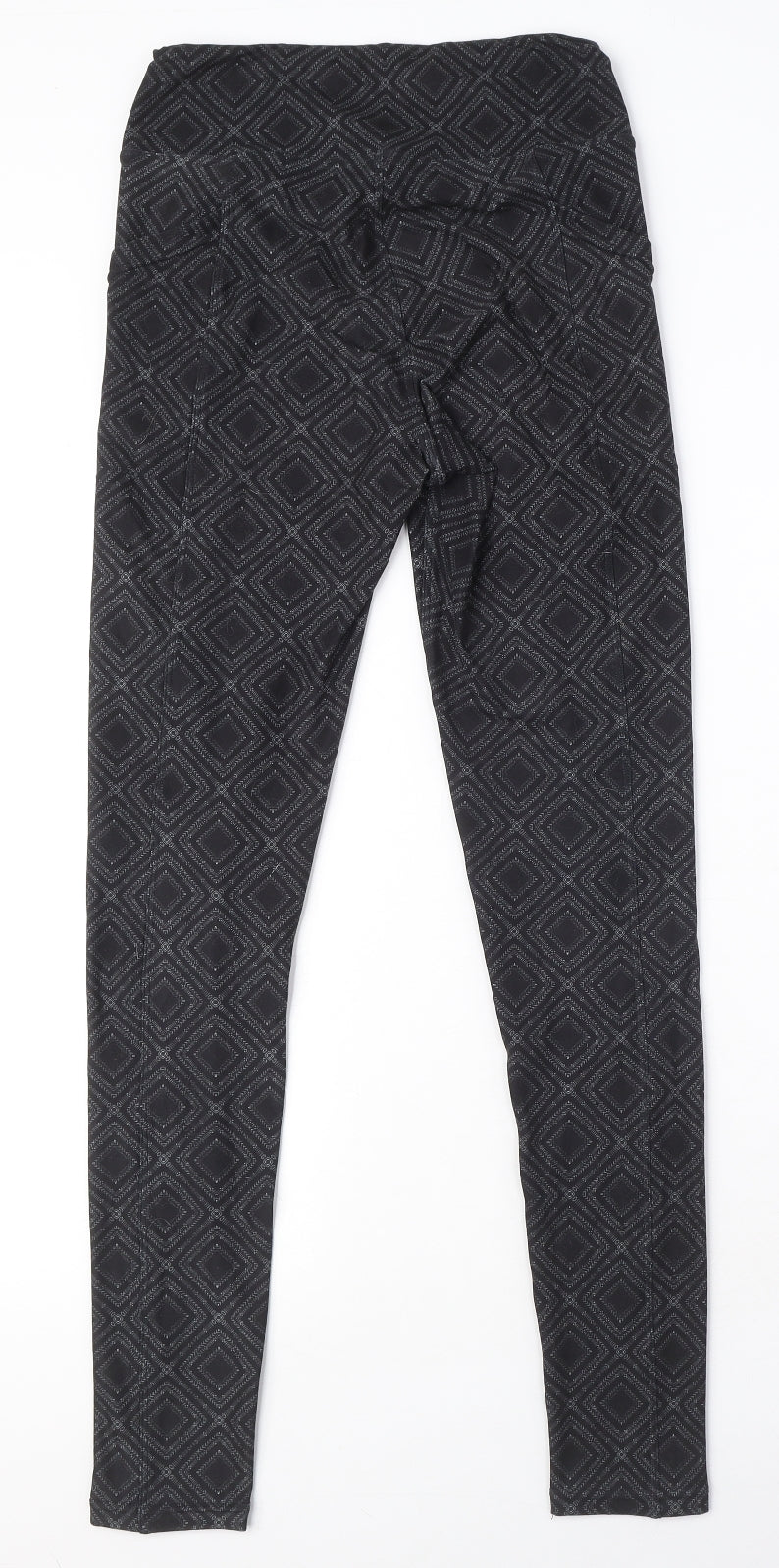 WOLVEN Womens Black Geometric Polyester Carrot Leggings Size S L29 in - Pockets