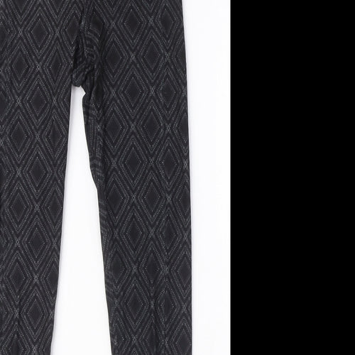 WOLVEN Womens Black Geometric Polyester Carrot Leggings Size S L29 in - Pockets