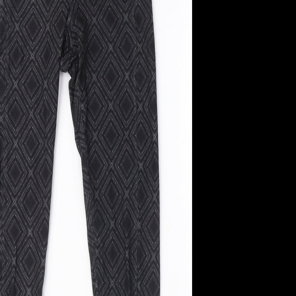 WOLVEN Womens Black Geometric Polyester Carrot Leggings Size S L29 in - Pockets