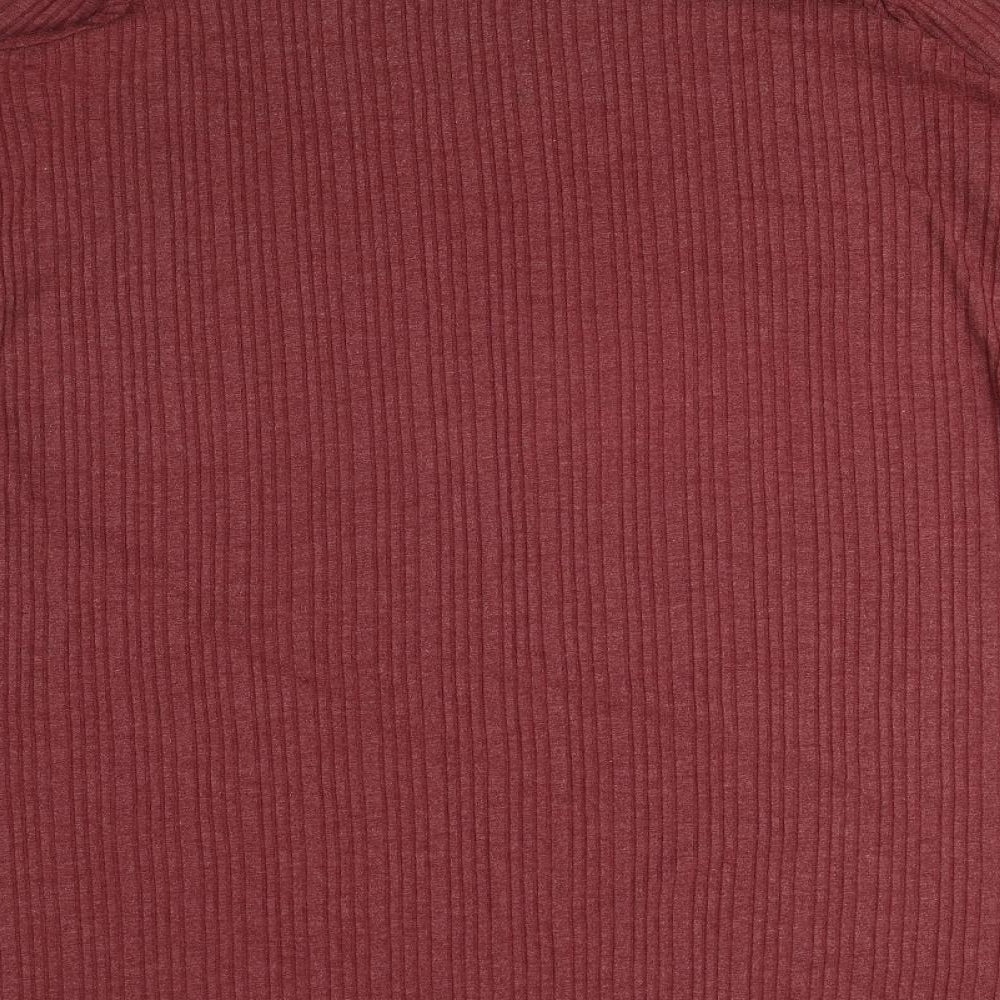 Marks and Spencer Womens Red Polyester A-Line Size 18 Round Neck Pullover - Ribbed, Pockets