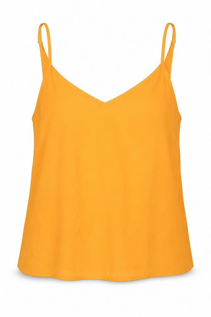 Front view of Japna women’s orange polyester camisole blouse, size UK 10, v-neck