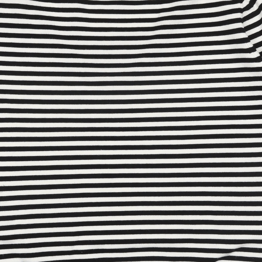 Marks and Spencer Womens Black V-Neck Striped Viscose Pullover Jumper Size 18