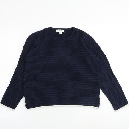 Marks and Spencer Womens Blue Round Neck Cotton Pullover Jumper Size S