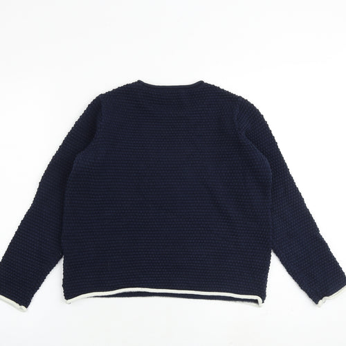 Marks and Spencer Womens Blue Round Neck Cotton Pullover Jumper Size S