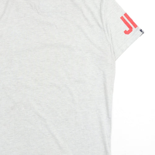 Superdry Mens Grey Cotton T-Shirt Size M Round Neck