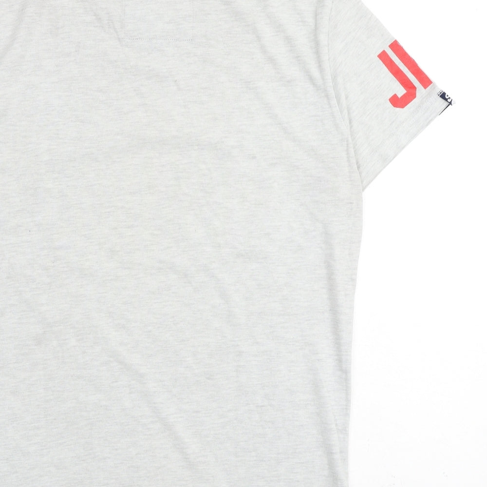 Superdry Mens Grey Cotton T-Shirt Size M Round Neck