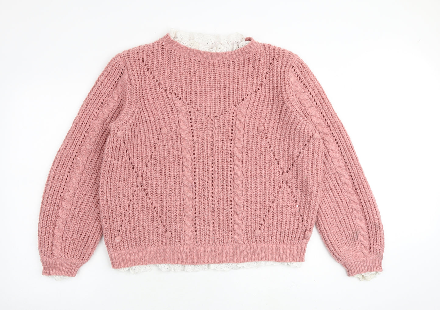 Falmer Heritage Womens Pink Round Neck Polyester Pullover Jumper Size 18