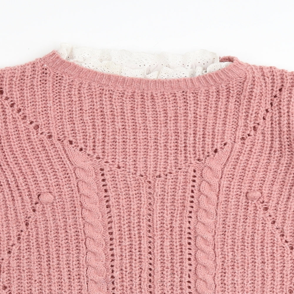 Falmer Heritage Womens Pink Round Neck Polyester Pullover Jumper Size 18