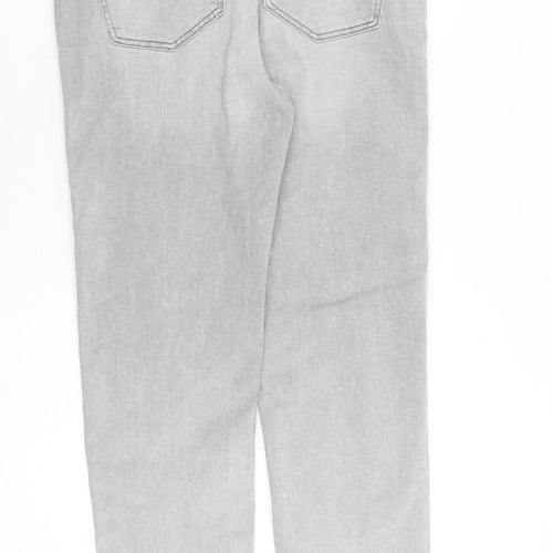 Marks and Spencer Womens Grey Cotton Straight Jeans Size 16 L30 in Regular Zip