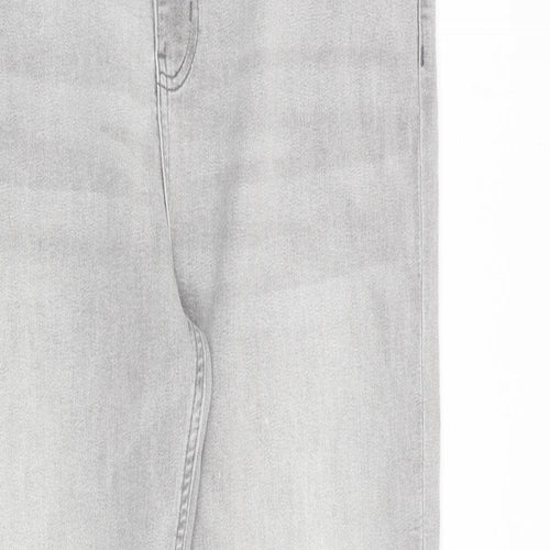 Marks and Spencer Womens Grey Cotton Straight Jeans Size 16 L30 in Regular Zip