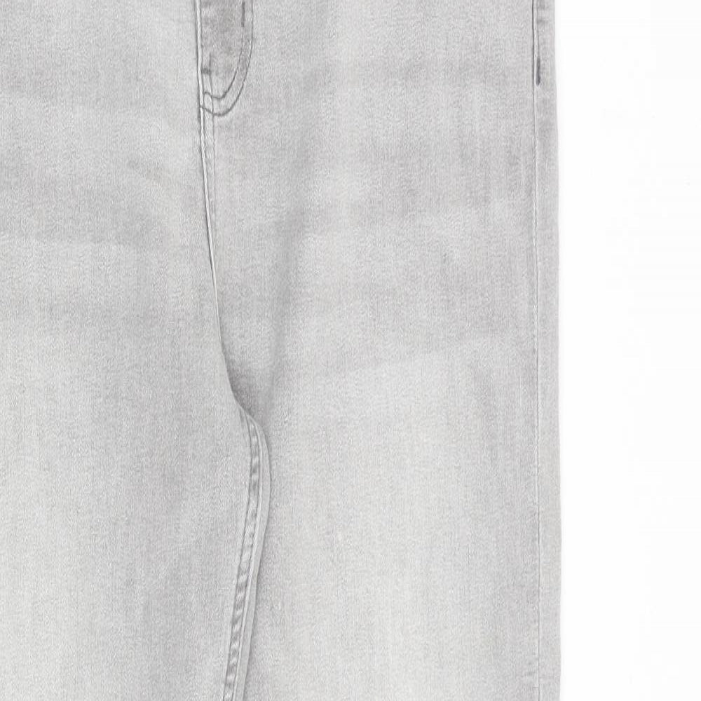 Marks and Spencer Womens Grey Cotton Straight Jeans Size 16 L30 in Regular Zip