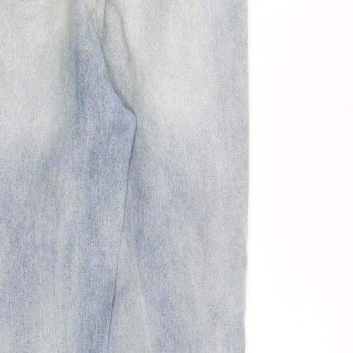 PRETTYLITTLETHING Womens Blue Cotton Straight Jeans Size 10 L28 in Regular Zip