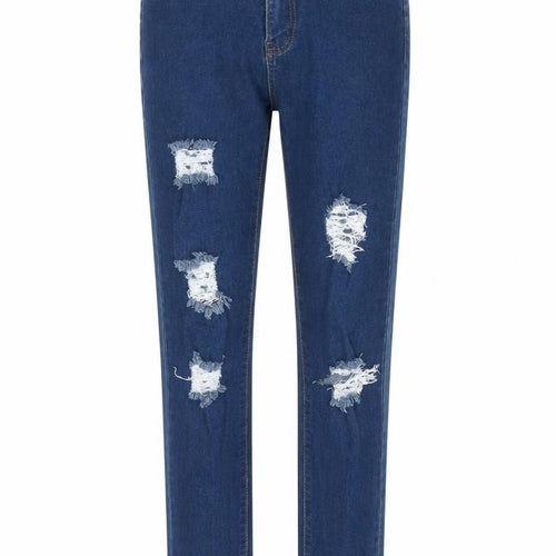 Boohoo Womens Blue Cotton Straight Jeans Size 6 L30 in Regular Zip