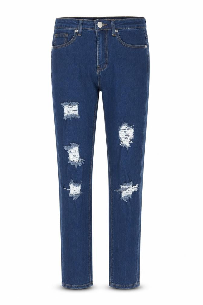Boohoo Womens Blue Cotton Straight Jeans Size 6 L30 in Regular Zip