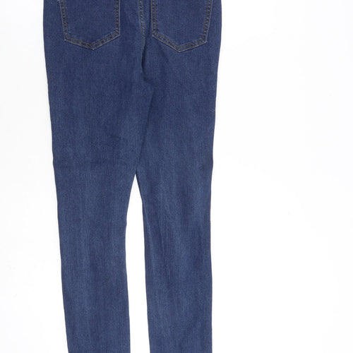Boohoo Womens Blue Cotton Straight Jeans Size 6 L30 in Regular Zip