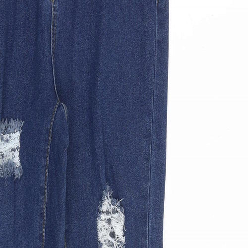 Boohoo Womens Blue Cotton Straight Jeans Size 6 L30 in Regular Zip